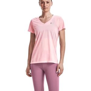 (1757) Under Armour Women's Tech V-Neck Short-Sleeve T-Shirt Very Light Pink XL